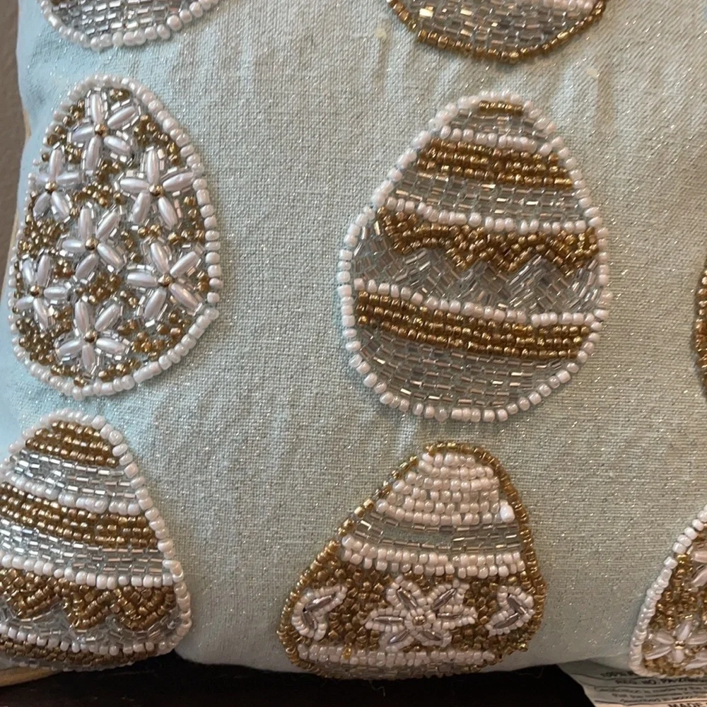 EASTER Eggs Beaded Throw Pillow Décor NEW